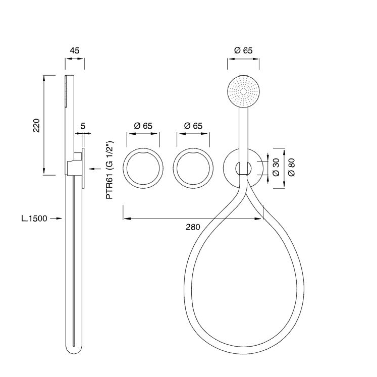 GIO85Y Gruppo miscelatore termostatico a parete Giotto <br>by Ceadesign