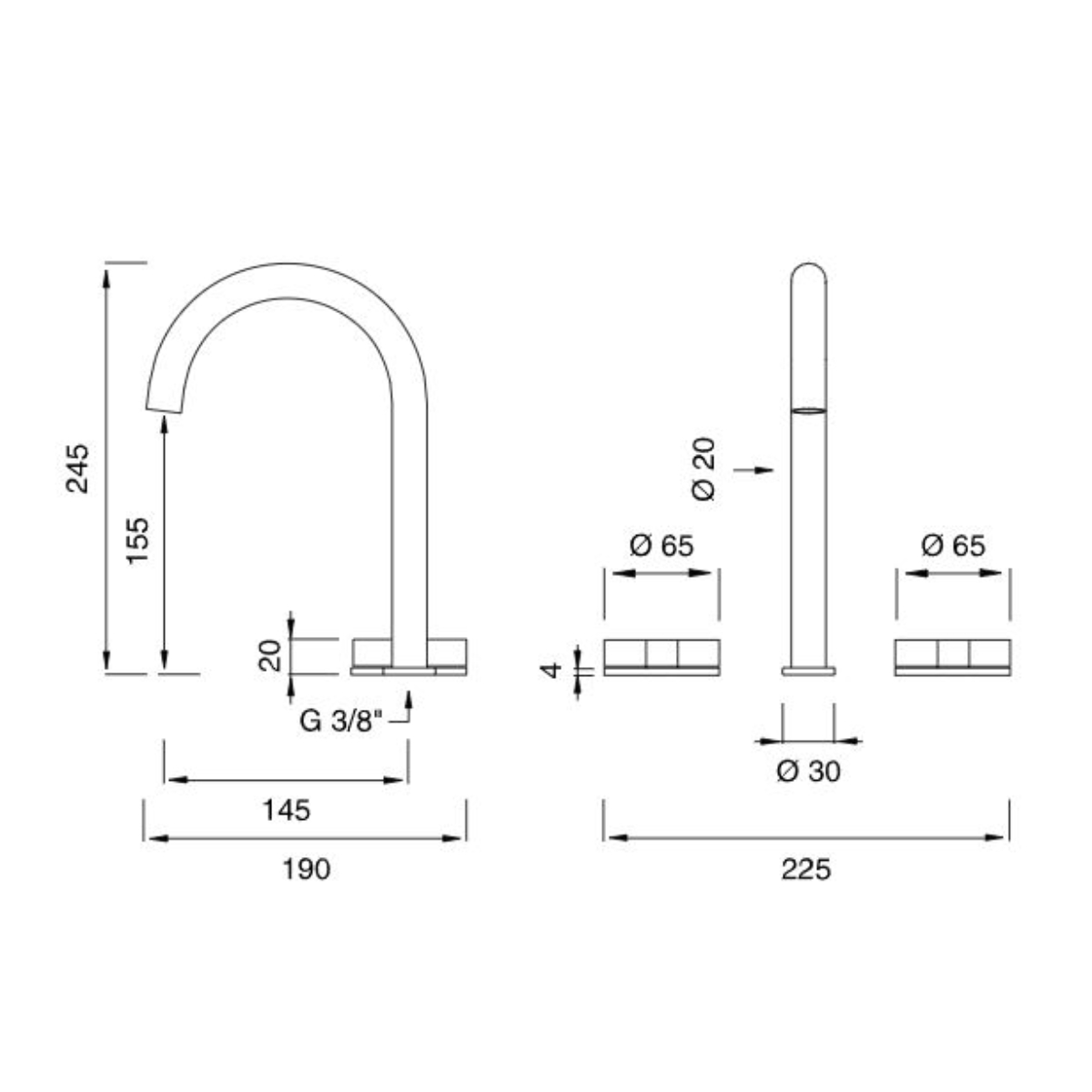 GIO17 Rubinetteria per lavabo a 3 fori Giotto <br>by Ceadesign