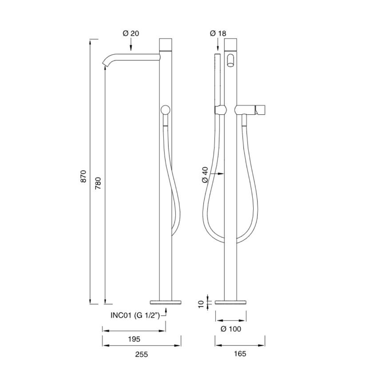 GIO97 Miscelatore a colonna per vasca con doccetta <br>by Ceadesign